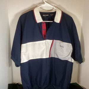 Pierre Cardin Blue and Cream Polo with Red Detail Size Large